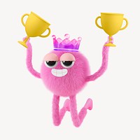 Cute monster winner, 3D rendering design