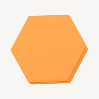 Yellow hexagon collage element, 3D rendering psd