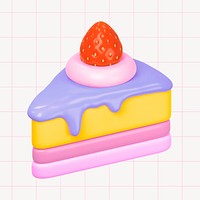 Colorful cake collage element, 3D rendering psd