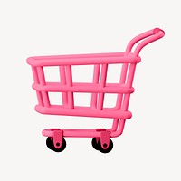 Pink shopping cart, 3D rendering design