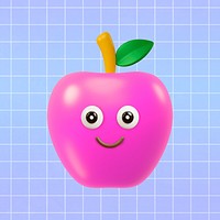 Smiling apple collage element, 3D rendering psd