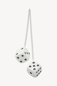 Dice & chain collage element, 3D rendering psd