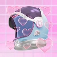 Cute astronaut helmet collage element psd