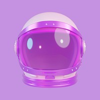 Purple astronaut helmet collage element, 3D rendering psd