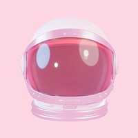 Pink astronaut helmet, 3D rendering design