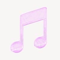 Pink musical note, 3d rendering collage element psd