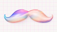 Colorful mustache collage element, 3D rendering psd