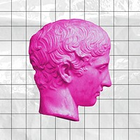 Pink male head sculpture, funky design