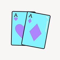 Playing cards icon collage element, blue design vector