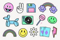 Cute object clip art, colorful cartoon design set vector