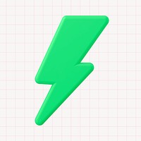 3D rendering green lightning collage element