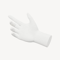 White hand collage element, 3D rendering psd