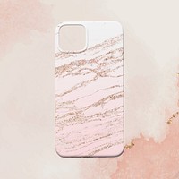 Pink phone case mockup, editable design psd