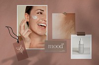 Beauty business mood board mockup, aesthetic design psd