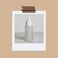 Skincare bottle instant photo, collage element