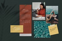 Travel business mood board mockup, aesthetic design psd