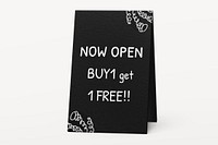 Foldable a-frame sign mockup, now open psd