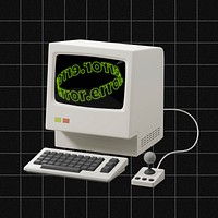 3D retro computer game illustration psd