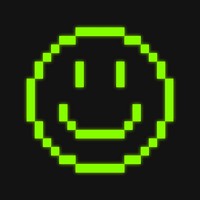 Smiling face emoticon, green neon vector