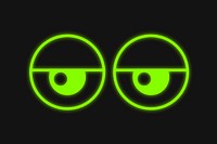 Neon tired eyes, cartoon graphic vector
