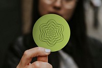 Round sticker mockup, realistic paper psd