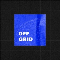 Grid globe sticker mockup, realistic paper design psd