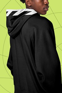 Black hoodie, street fashion with design space