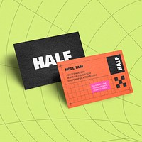 Business card mockup, colorful retro design psd