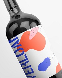 Wine label mockup, alcohol product packaging psd