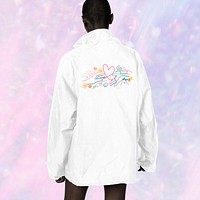 Jacket mockup, white aesthetic outerwear design psd