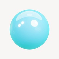 3D blue ball, shape collage element psd