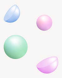 3D rendering pastel geometric shapes, collage element psd