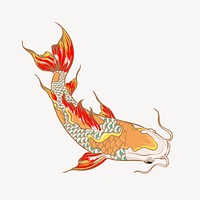 Koi fish, vintage Japanese animal illustration psd