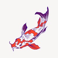 Koi fish, vintage Japanese animal illustration psd