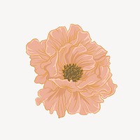 Vintage peony, aesthetic Japanese flower psd