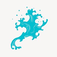 Ocean wave splash, blue Japanese oriental art psd