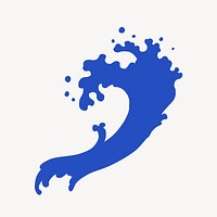 Ocean wave splash, blue Japanese oriental art psd