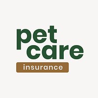 Pet insurance editable logo template, minimal design vector
