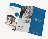 Mortgage tri-fold brochure mockup, professional business design psd