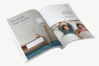 Interior magazine mockup, editable book psd