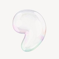 Comma mark, 3D transparent holographic bubble