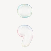 Semicolon symbol, 3D transparent holographic bubble