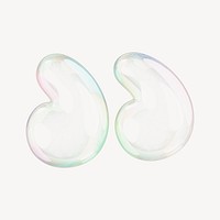 Quotation mark, 3D transparent holographic bubble