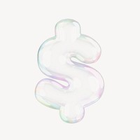 US dollar sign, 3D transparent holographic bubble