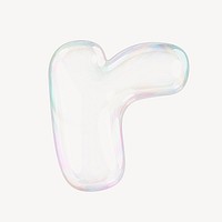 r letter, 3D transparent holographic bubble