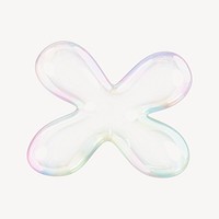X letter, 3D transparent holographic bubble