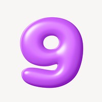 3D g letter, purple balloon English alphabet