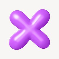 Multiply sign symbol, 3D purple balloon texture