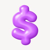 US dollar sign, 3D purple balloon texture