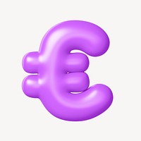 Euro currency sign, 3D purple balloon texture